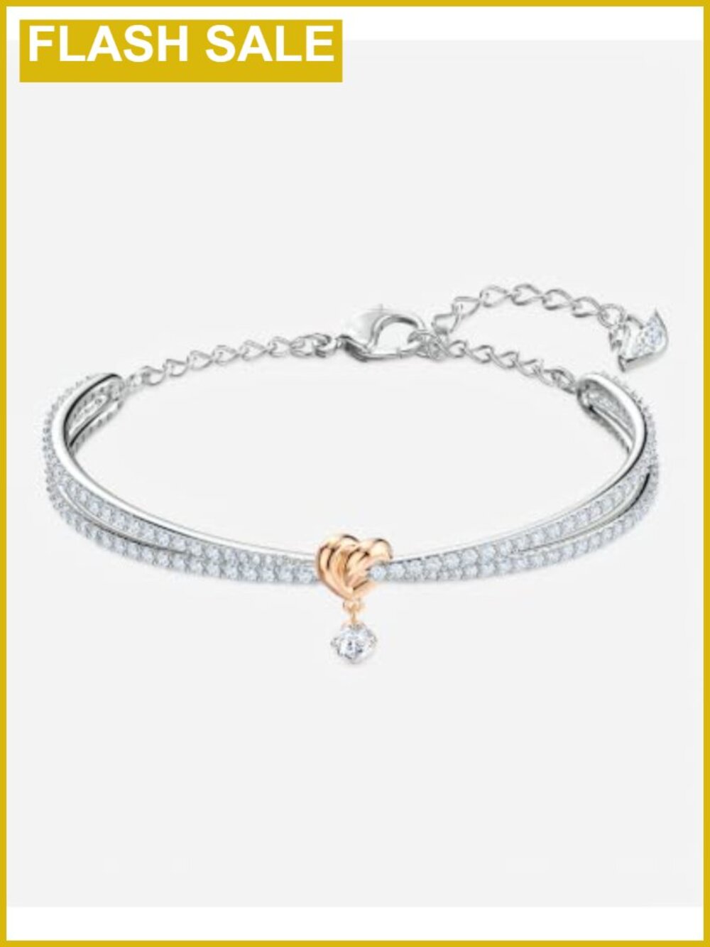 Swarovski Lifelong Heart Crystal Bangle Bracelet Rose Gold Tone Finish